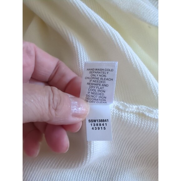 NWT J. Jill Sz XL Cream Round Neck Sweater Tunic Pearl Like Beaded Front - Picture 10 of 12